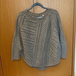 Angel Of The North Heathered Gray Cable Knit Poncho Sweater